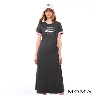 【MOMA】跳色反褶袖裝飾休閒洋裝(深灰色)