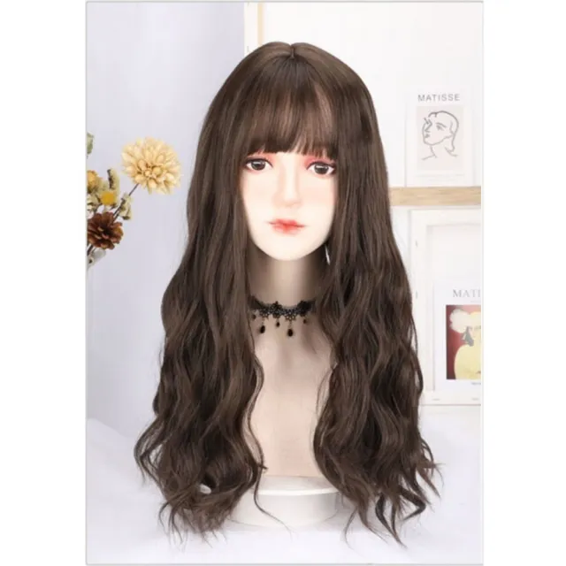 【巴黎精品】長假髮捲髮整頂假髮(水波紋微捲自然瀏海女假髮2色n1ji13)