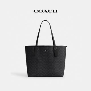 【COACH】蔻馳官方直營 CITY經典Logo托特手袋-QB/炭黑色/黑色(CV976)