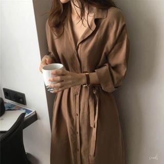 【時尚巴黎】現貨+預購 連身裙長袖洋裝(春季開衫長款襯衫裙女裙子3色74kd8)