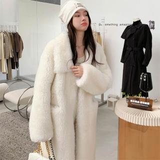 【紐約精品】現貨+預購 羊羔毛外套皮衣夾克(托斯卡納皮毛一體翻領羊剪絨顆粒女外套2色a1it41)