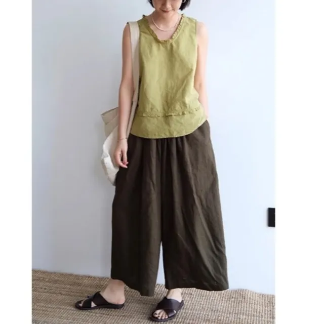【米蘭精品】現貨+預購 休閒褲寬管長褲(百搭亞麻清爽九分女褲子t1kc40)