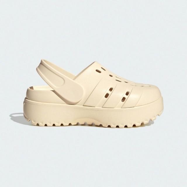 【adidas 愛迪達】Adilette Clog Platform 女 涼拖鞋 休閒 厚底 防水 米(JP7159)