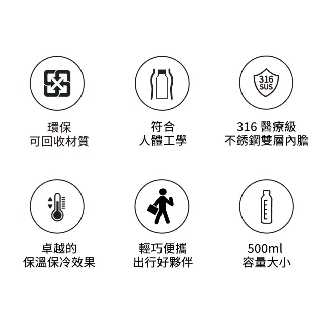 【Bugatti 布加迪】義大利 設計師系列 500ml保溫瓶(316醫療級不鏽鋼/多色可選)