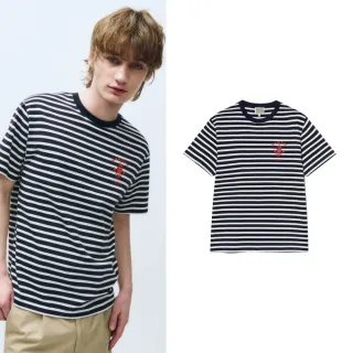 【MARITHE FRANCOIS GIRBAUD】官方旗艦 水手條紋胸前LOGO印刷短袖T恤 MFG 中性(海軍藍)
