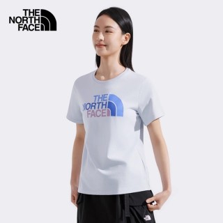 【The North Face 官方旗艦】北面女款藍色純棉舒適透氣短袖T恤｜8DC90TI