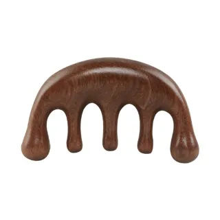 【Amywo艾美窩】金絲檀按摩梳IH-00120(經絡梳 按摩梳 頭皮按摩 綠檀木梳 原木梳 頭皮原木梳 寬齒檀香木梳)