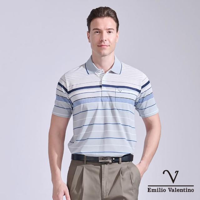【Emilio Valentino 范倫鐵諾】男 短袖 POLO衫  精梳棉 棉質 舒適透氣 口袋 男上衣 台灣製造(99-5V9002)