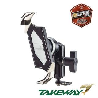 【TAKEWAY】黑隼Z機車手機架-雙磁浮減震-長後照鏡座版(贈相容防盜鎖/LA1-PH05-AnvPro/重機/摩托車導航夾)