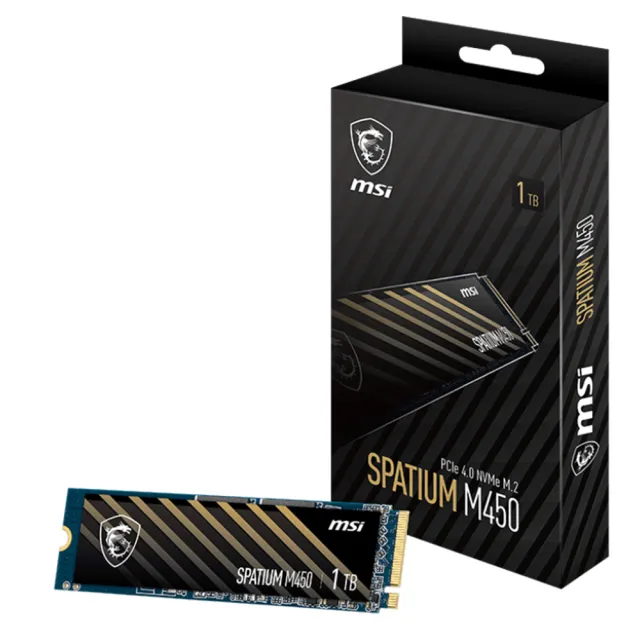 【MSI 微星】SPATIUM M450 1TB V1 Gen4 M.2 2280 PCIe SSD固態硬碟(讀3400MB/寫2400MB)