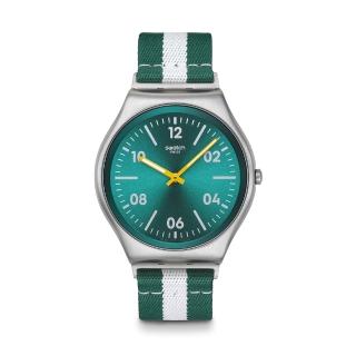 【SWATCH】Skin Irony 超薄金屬系列手錶 CASUAL STRIPE 男錶 女錶 瑞士錶 錶(42mm)