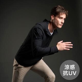 【GIORDANO 佐丹奴】男裝防曬抗UV冰涼感連帽外套(09 標誌黑)