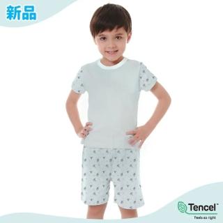 【annypepe】男童短袖居家服 奧地利天絲QQ緹花 遨遊天際-水藍130~M(男童短袖套裝 兒童居家服 男童套裝)