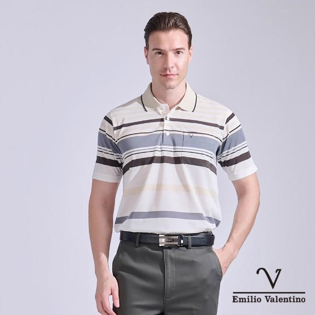 【Emilio Valentino 范倫鐵諾】男 短袖 POLO衫  精梳棉 棉質 舒適透氣 口袋 男上衣 台灣製造(99-5V9007)