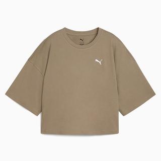 【PUMA】短袖上衣 女 短版 寬鬆版型 歐規 ESS 棕 62974383
