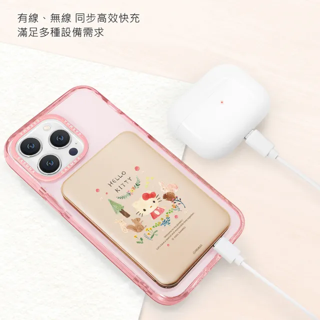 【GARMMA】Hello Kitty 磁吸超薄行動電源 IK-7CAF15 5000mAh 雙孔輸出/磁吸行動電源 18Wh(輕.薄.小)