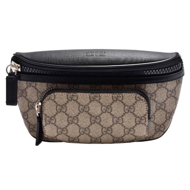 【GUCCI 古馳】GUCCI 經典GG Supreme帆布拉鍊腰包/斜背包(黑779877-FAC95-9772)