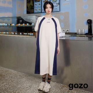 【gozo】MOMO獨家款★限量開賣 gozo撞色拼接針織洋裝(兩色)