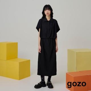 【gozo】顯瘦收腰半開襟涼感洋裝(兩色)