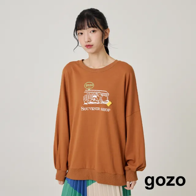 【gozo】MOMO獨家款★限量開賣 gozo小店舖印花長袖T恤(兩色)
