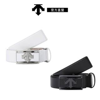 【DESCENTE】GOLF 迪桑特 男士 高爾夫腰帶 半自動皮帶(黑色/白色)