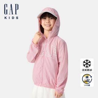 【GAP】兒童裝 Logo印花防曬連帽外套-粉色(767132)