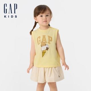 【GAP】幼童裝 Logo純棉印花圓領背心-黃色(767333)