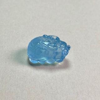 【佰財水晶珠寶】天然高品質冰透體聖瑪利亞藍海藍寶龍龜吊墜小擺件長28mm