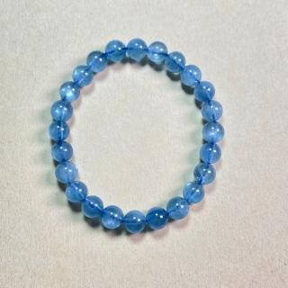 【佰財水晶珠寶】天然老礦貓眼海藍寶手串7mm