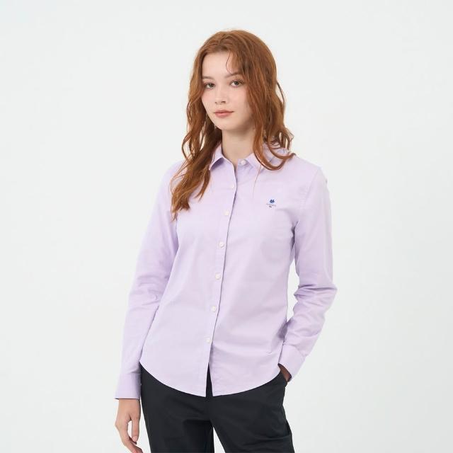 【GIORDANO 佐丹奴】女裝彈力牛津紡長袖襯衫(32 蘭花瓣紫)