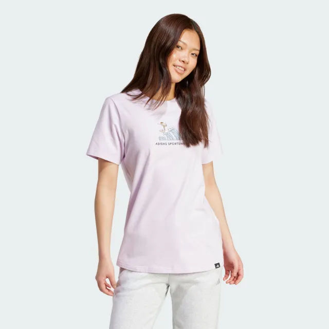 【adidas 愛迪達】短袖上衣 女 亞規 W C DDL SURF T 粉 JX5328