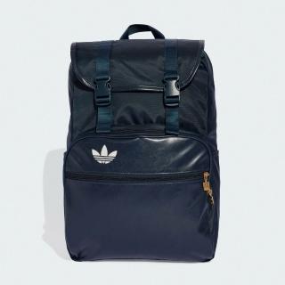 【adidas 愛迪達】後揹包 運動包 書包 旅行包 大容量 雙層 三葉草 BACKPACK 藍 JC8326