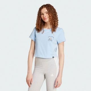 【adidas 愛迪達】短袖上衣 女 短版 亞規 W C DDL CROP T 藍 JX5326