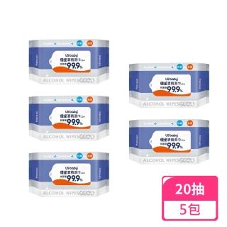 【US BABY 優生】超厚型酒精擦20抽；5包組(酒精濕巾 酒精濕紙巾 濕紙巾)