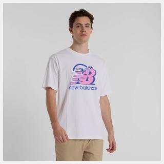 【NEW BALANCE】NB 短袖上衣 男 美規 白 MT51968WT