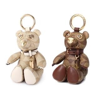 【COACH】經典LOGO皮革小熊坐姿吊飾