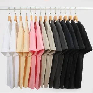 【LEEHER】260G雙紗重磅短袖/全棉T恤/衣服/短袖上衣/大碼/上衣/衣服/純色上衣/落肩/寬鬆/ 
