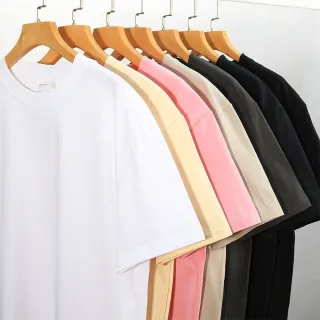 【LEEHER】260G雙紗重磅短袖/全棉T恤/衣服/短袖上衣/大碼/上衣/衣服/純色上衣/落肩/寬鬆/ 
