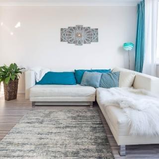【SDL Home 山德力】土耳其復古地毯 160x230cm 曰可(土耳其製 藍灰色 斑駁感)