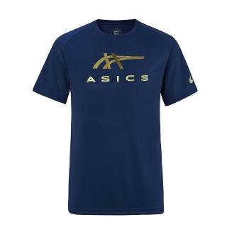 【asics 亞瑟士】短袖上衣 男 訓練 慢跑 亞規 藍金 2031E781-400