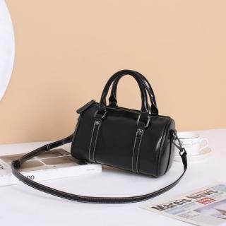 【巴黎精品】現貨出清 不退換 側揹包真皮手提包(油蠟牛皮復古波士頓包女包包4色a1gb37)