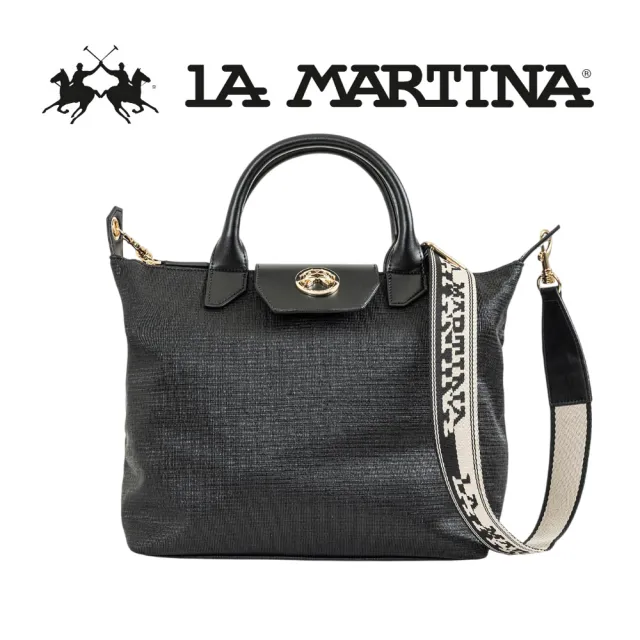 【LA MARTINA】雙11 義大利原裝進口 頂級手提包肩背包 1868P(黑色)