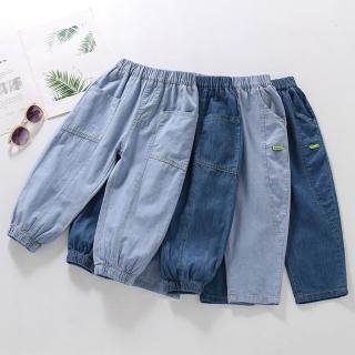 【MANI 瑪尼】童裝兒童牛仔棉鬆緊防蚊褲(男女童春夏季薄褲 休閒長褲)