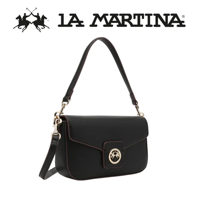 【LA MARTINA】雙11 義大利原裝進口 限量2折 頂級皮革肩背包 1814P 全新專櫃展示品(黑色)