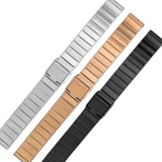 【Watchband】14mm / 各品牌通用 啞光拉絲 竹節 勾扣 不鏽鋼錶帶(黑/玫瑰金色)