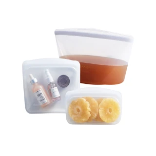 【美國Stasher】碗形3件組M+方形+長形_矽膠袋/密封袋/食物袋(食材分裝/冷凍微波/可重複使用千次)