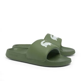 【LACOSTE】SERVE SLIDE 男鞋 鱷魚LOGO拖鞋 軍綠 外出拖鞋 室內拖鞋 涼拖鞋(49CMA0021_255)