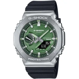 【CASIO 卡西歐】G-SHOCK 太陽能藍牙 金屬八角防護構造雙顯錶 618 送禮(GBM-2100A-1A3/速)
