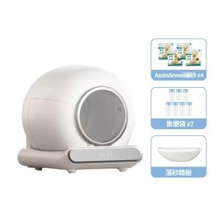 【Tashiro】聯網自動貓砂機 2年耗材+4包品牌貓砂礦砂組 自動除臭/大筒倉/秒換袋/小佔地(自動電動貓砂機)