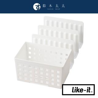 【like-it】冷凍庫專用分層隔板 一組3入+網格收納盒 白色(鈴木太太公司貨)